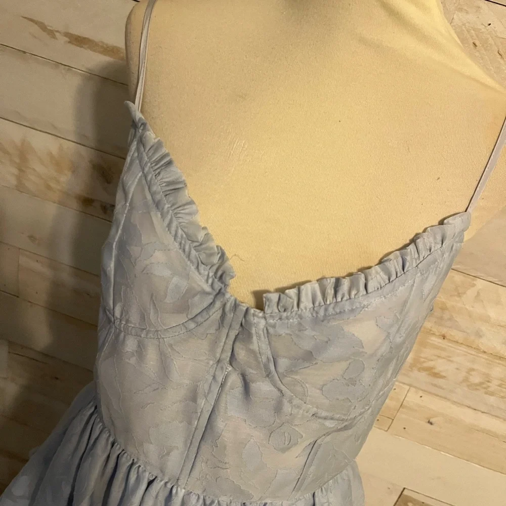 NWOT Anthropologie size L Campbell lace tiered midi dress in light blue - Picture 5 of 12